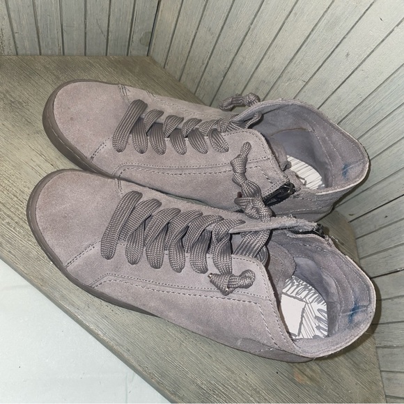 Dolce Vita Grey Suede Sneakers Side Zip Booties 7.5 - Picture 3 of 10